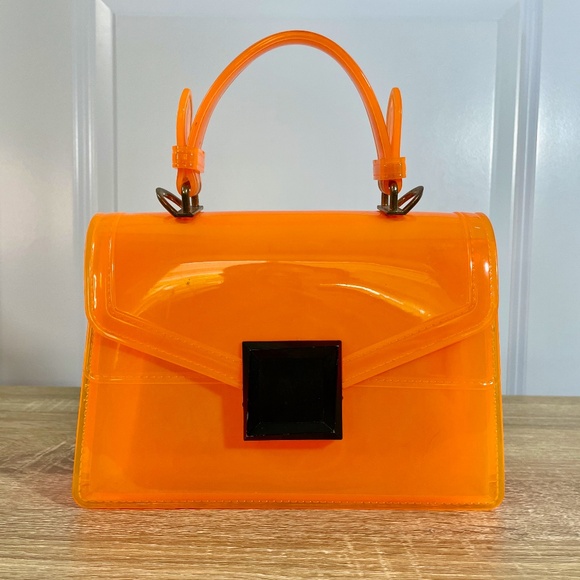 1980s Vibes Transparent Jelly Top Handle PVC Handbag - Picture 1 of 5